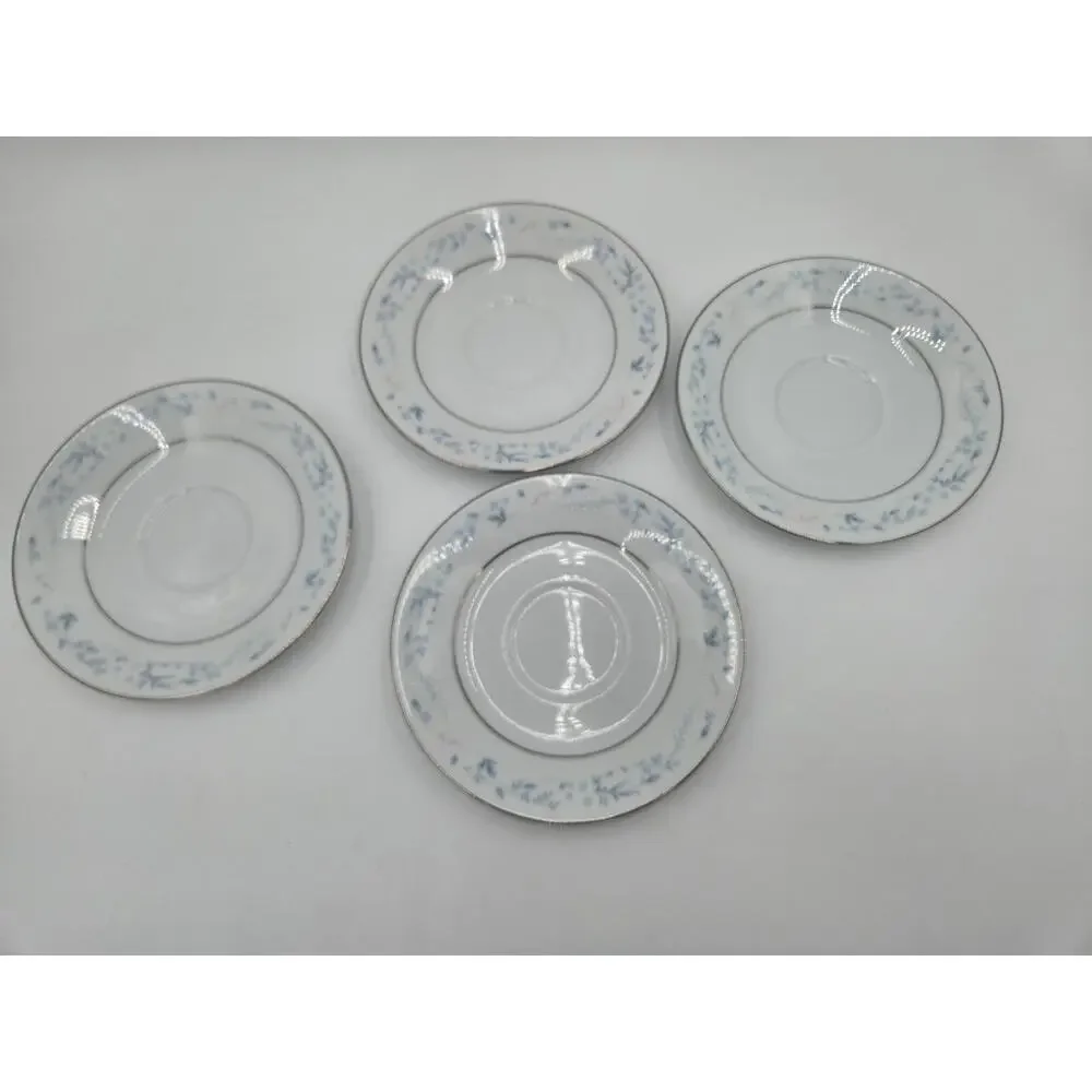 Noritake Carolyn 2693 Tea Cup Saucer Set 4 Platinum Trim EUC